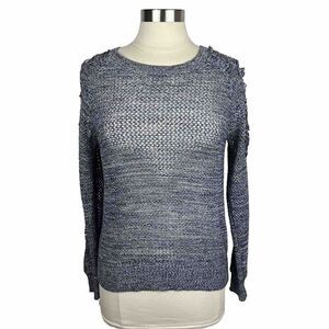 IRO Yana Sweater XS Womens Blue Knit Pullover Long Sleeves Crew Neck Cotton